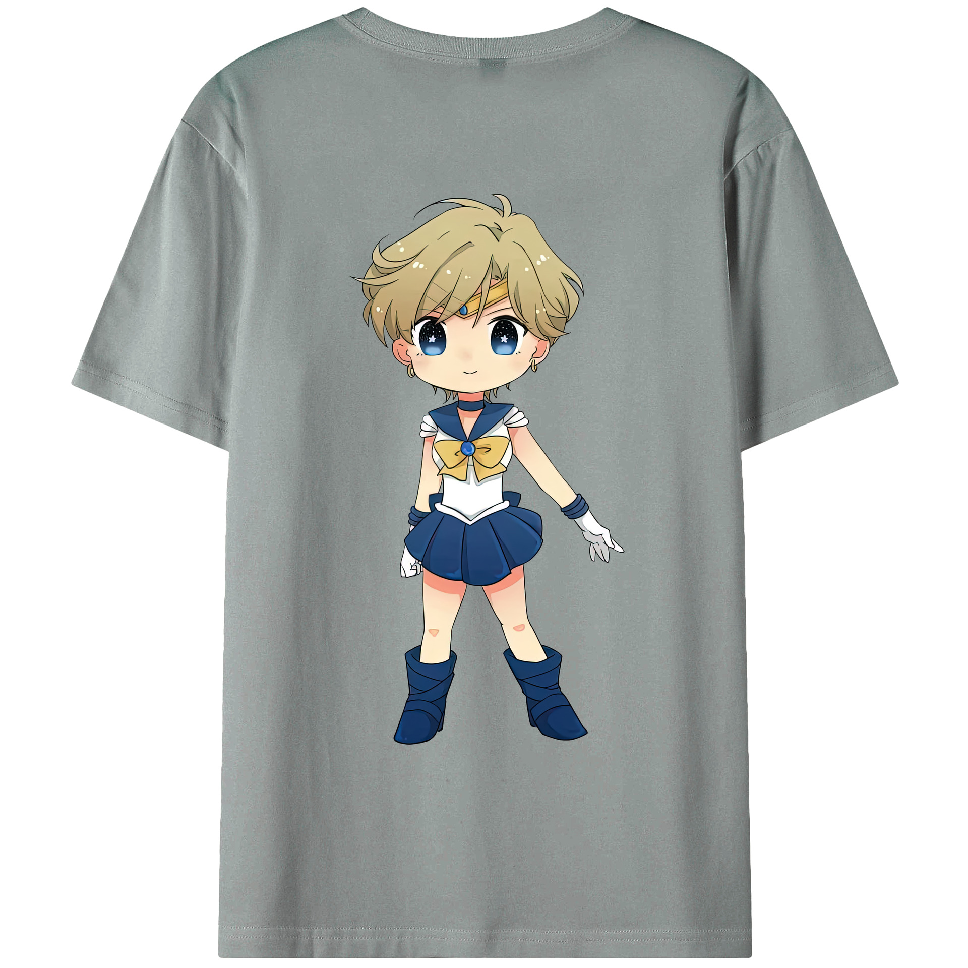（画像用） 美少女戦士セーラームーン 天王はるか Sailor Moon Tenoh Haruka 綿100％ メンズ半袖Tシャツ（バックプリント） 通気性